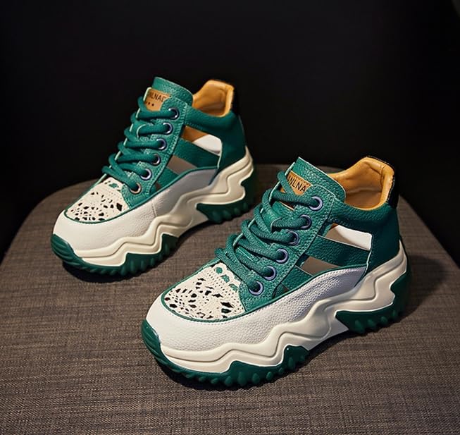 Women's Chunky Sneaker Platform Sandals – Summer Retro Hollowed-Out Leather Casual Shoes with Hidden Height-Increasing Design2