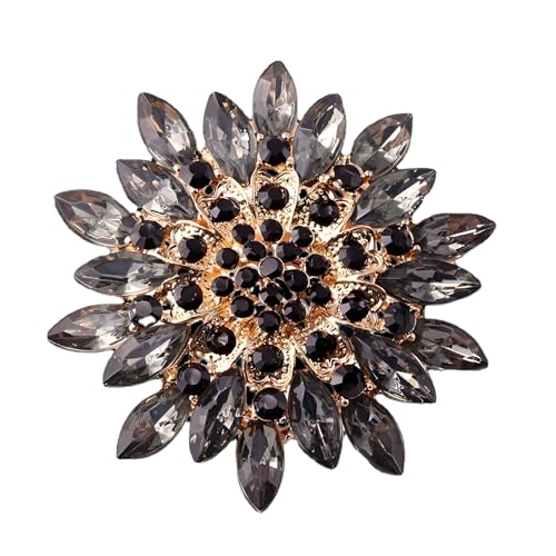Image of WCRAZYE Sunflower Brooch Pins for Women Sparkly Big Premium Rhinestone Crystal Red Flower Bouquets Lapels Brooch Elegant Clothing Skirt Hat Bag Accessories for Teen Girls