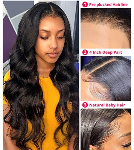 image for Margarety Lace Front Wigs Human Hair Pre Plucked Body Wave 4x4 Lace Cl