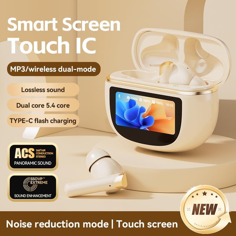 Image of AI Real-Time Translation Earbuds,Wireless Earbuds,144 Languages Ear Buds,Two-Way Translator Earbuds, Bluetooth AI Translation Earbuds,HD Sound Translating Earbuds for Travel, Business (Milky White)