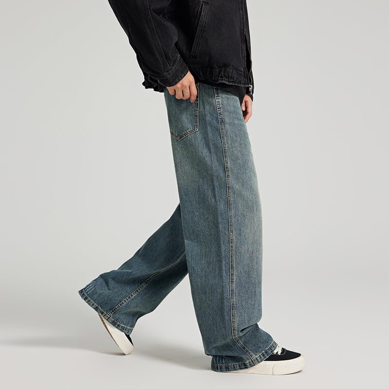 Men's Summer Jeans Vintage American Loose Straight Denim Everyday Pants3