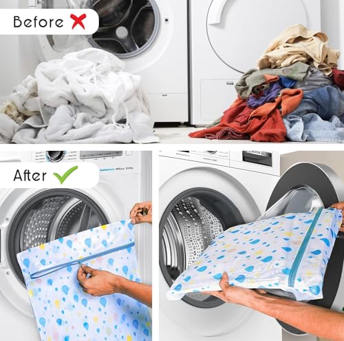 Image of Mesh Laundry Bags for Washing Machine Zippered Delicates Washing Bag for Clothes, Underwear, Jackets, Sweaters, Socks Reusable Protective Mesh Wash Bag