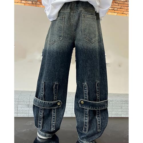 Boys Baggy Cargo Jeans Kids Wide Leg Y2K Denim Pants for Teens Summer Loose Fit Elastic Waist Jeans with Pockets4