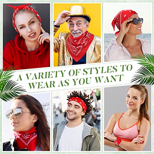 100 Pack Bandanas Unisex Paisley Bandanas Bulk Multi Purpose Cowboy Head Wrap Necktie Face Cover Party Supplies, 21.26 inches2