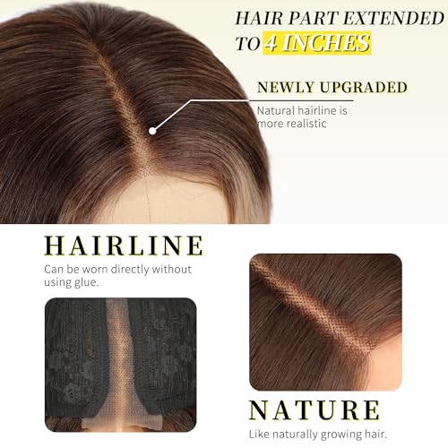 Image of AISI HAIR Blonde Wig for Women, Long Wavy Lace Hairline Blond Synthetic Middle Part Ombre Blonde Wigs for Daily Party-26 Inch