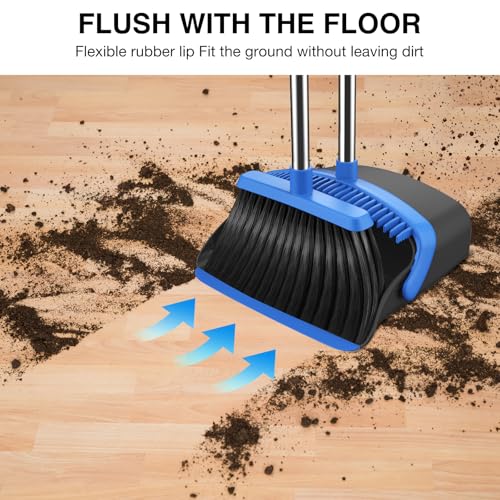 image for NACENA Broom and Dustpan Set, 52-in Long Adjustable Handle Broom Dustp