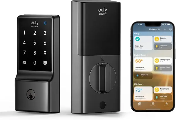 eufy Security Smart Lock C34, Keyless Entry Door Lock with Apple Home Ecosystem, Built-in Wi-Fi Deadbolt for Front Door or Back, Supports Matter, Alexa, Google Home, SmartThings