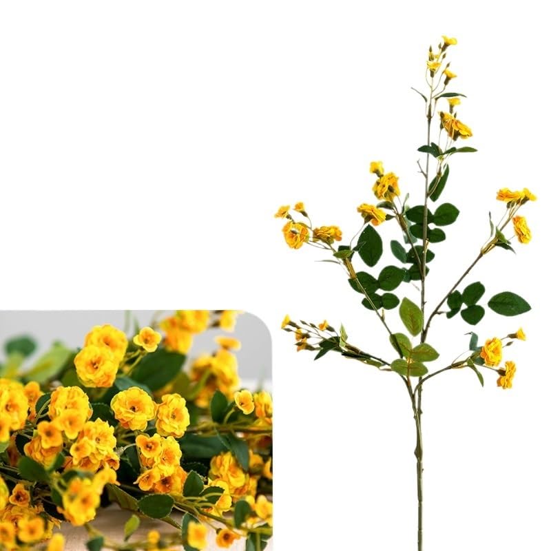 Fleur Artificielle Tiges de Roses artificielles, 4 pièces, Fausses Branches de Houx avec Feuilles Vertes for couronnes, Bouquets, centres de Table