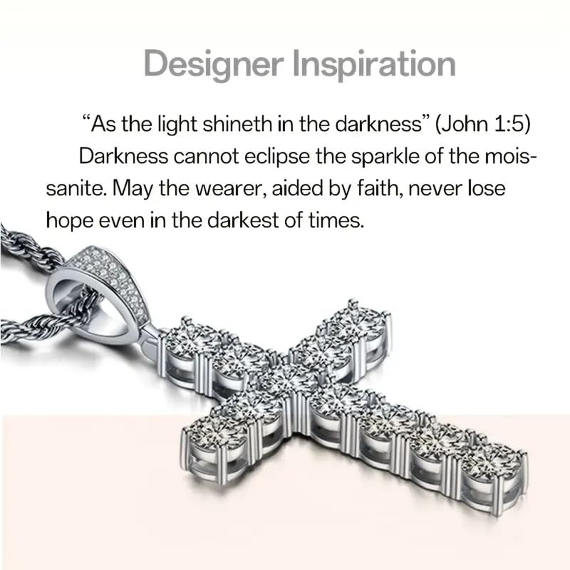 Moissanite Cross Pendant Necklace for Women, D Color VVS1 18K White Gold Plated 925 Sterling Silver, Lab Created Diamond Jewelry Gift Jesus Christian Religious Crucifix4