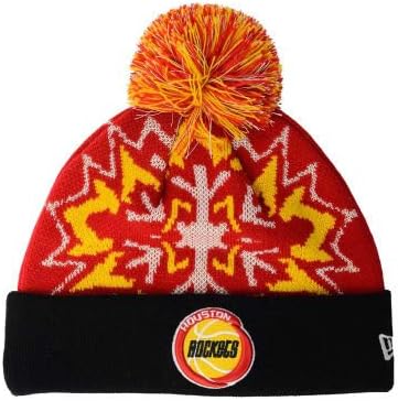 New Era Cuff Glowflake Beanie Hat with POM POM - NBA Glow in Dark Cuffed Winter Knit Toque Cap