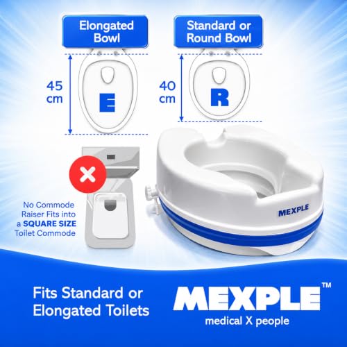 Image of MEXPLE RaiXer4DC Raised Toilet Seat Riser for Elderly & Patients | 4-Inch Elevated Toilet Seat with Deep Front Cut | Toilet Elevator for Knee Replacement, Post Surgery & Mobility Support | No Top Lid