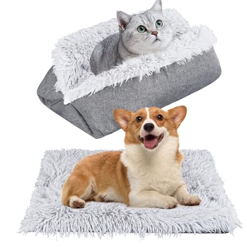 Cuccia per Gatti Coperta Autoriscaldante per Gatti e Cani di Piccola, 60 x 50cm Coperta Addensato a Pelo Lungo per Animali Domestici | Senza Elettricità e Batterie| Tappetino Riscaldante - Lavabile