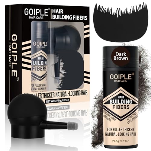 Hair Fibers for Women & Men Hair Building Fibers Spray Pump Applicator & Hairline Optimizer Set | Barber Enhancement Spray for Mens Hair & Beard - Hairline Enhancer (Dark Brown)