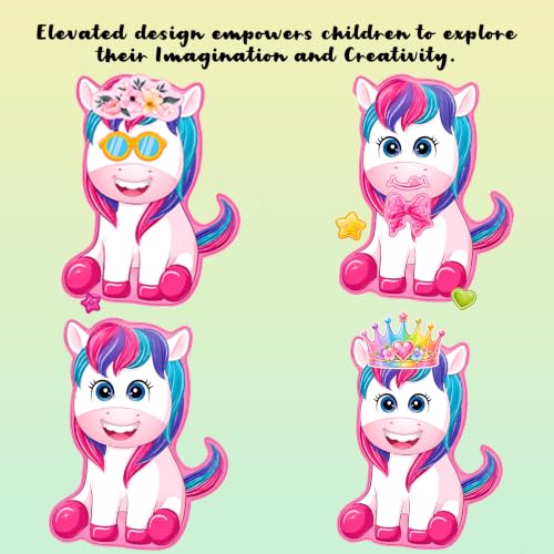 Image of CodersParadise Fantasy Horse & Shark Make-a-Face Sticker Activity Set, 12 Sticker Sheets, Unicorn, Pegasus, Horse & Shark Face Stickers, DIY Sticker Craft for Kids, Birthday Party Favors