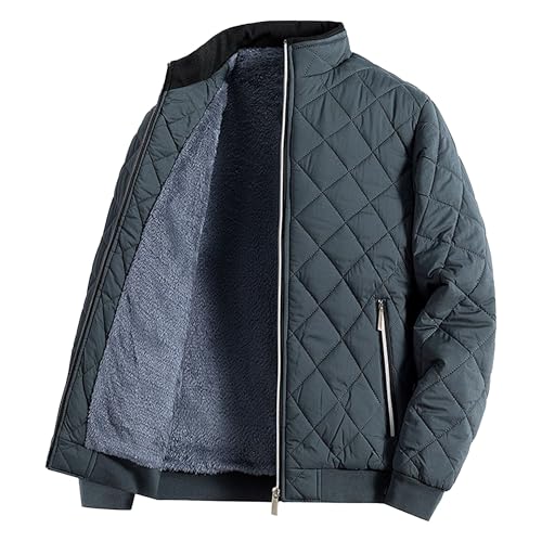 Veste d'hiver matelassée homme gris 5XL avec doublure chaude et fermeture éclair