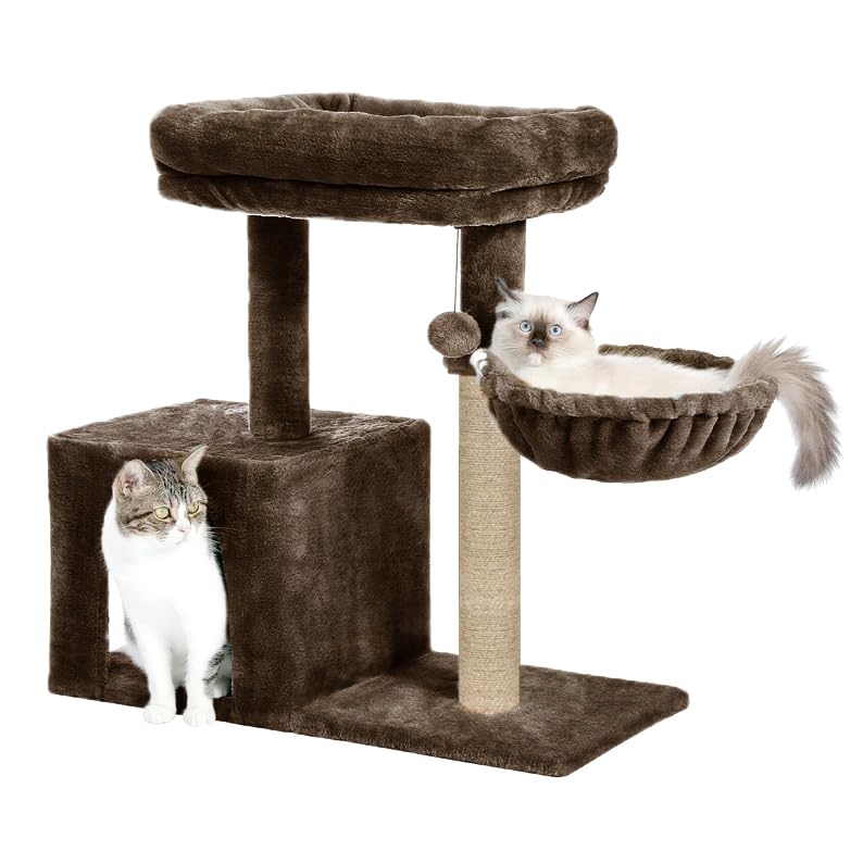 Image of Cat Tree with Scratching Posts, Hammock and Perches (FURR-30 Brown)