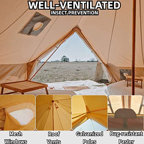 Danchel Outdoor All Weather 2 Stove Jacks Bell Tent With Front Tarp Awning Waterproof Footprint For Family Camping, Luxury Yurt Kits For 6-8 Person Glamping,20Ft/6M #TOP3