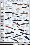 Laminated Submarines and U-Boats Military Warships History Print Poster 24x36