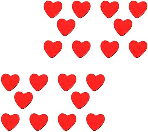 EXCEART 200 piezas autoadhesivas de madera con corazón rojo de madera para decoración de bodas, día de San Valentín, manualidades