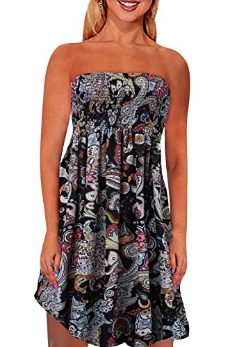 Image of Zyyfly Womens Summer Beach Dresses Strapless Cover Ups Dress Tube Top Sundresses