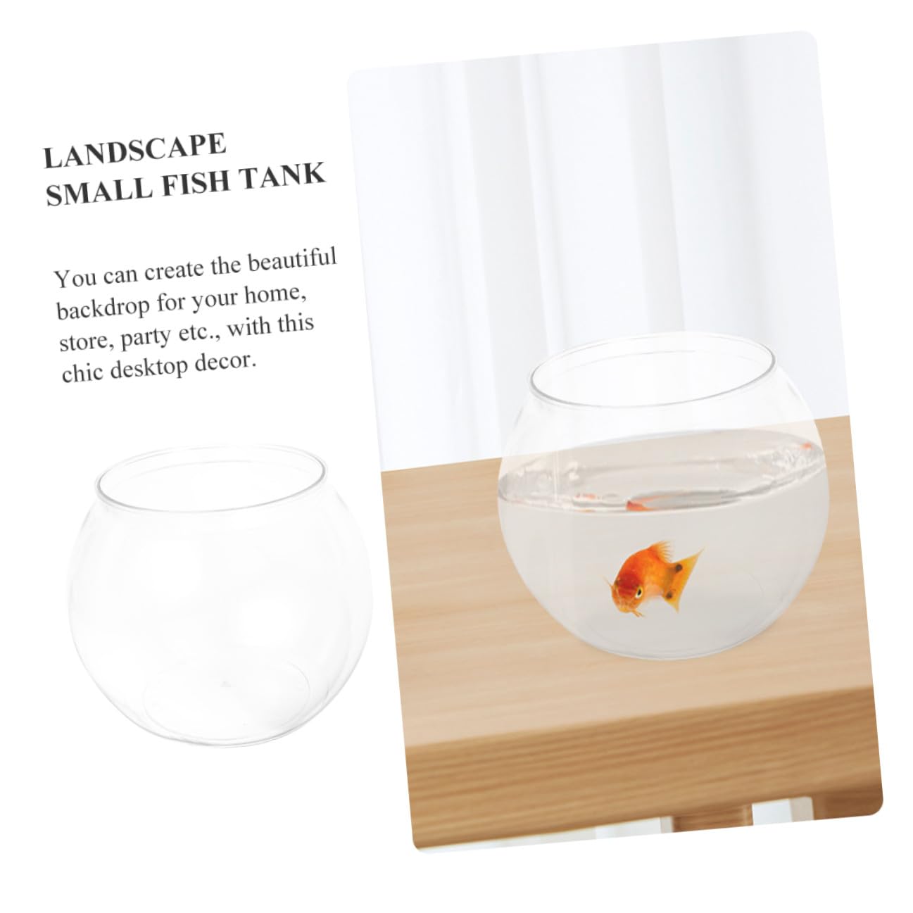 DOITOOL Tisch Aquarium Transparent Mittlere Größe aus Robustem Kunststoff Kugelförmige Fischschale als Schreibtischdekoration Mikrolandschafts Aquarium für Goldfisch und Zucht