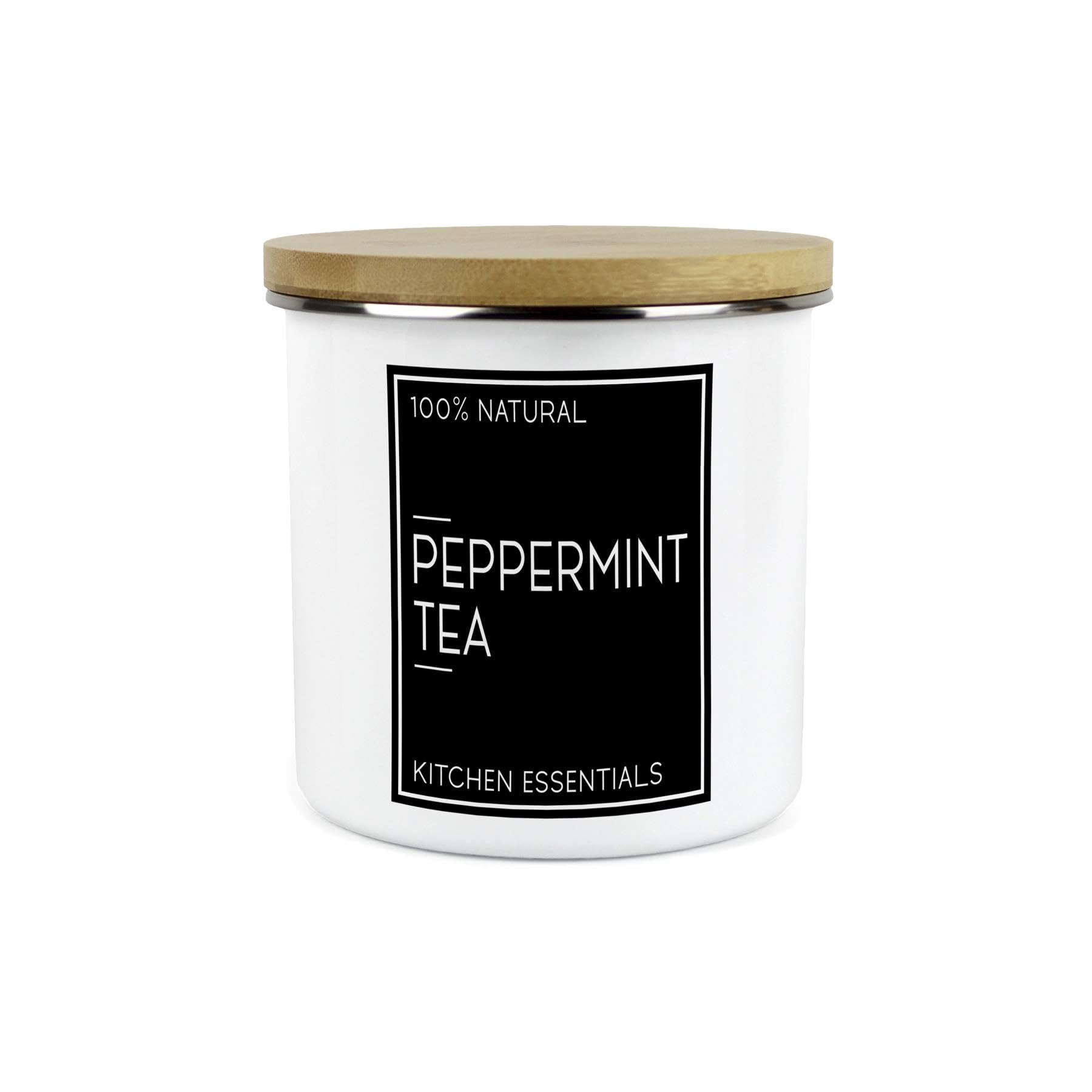 Purely Home Inverted Minimalist Peppermint Tea Storage CanisterNatural Black & White Kitchen DécorLarge 1.2L Enamel Storage Container from B&Q