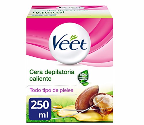Veet Tarro Cera Depilatoria Tibia Con Aceite de Argán para Todo Tipo de Pieles, 250ml