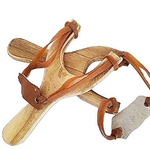 Ymkf Sqqr 4 Pack Hand-Carved Wooden slingshots with Great Handle Holds - Each Sling Shot is Hand Made and has a Burned Wood Look!