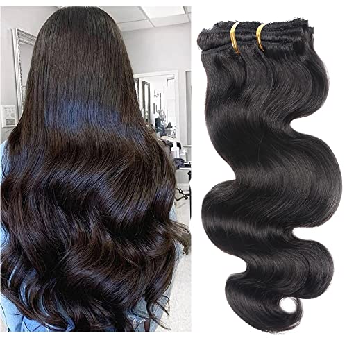 Clip in Body Wave Hair Extension Natural 1B Virgin Brazilian Body Wave Human Hair Clip in Long Body Wave Extensions Cheap 8Pcs (18 Inch)