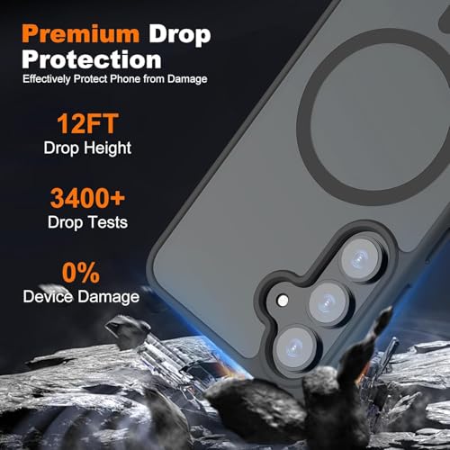 Image of MagPro case for Samsung Galaxy S24 5G | MagSafe Compatible Protective Cover with Strong Magnetic Adsorption Shockproof Armor Scratch Resistant Polycarbonate Hard Back | Translucent Matte Black