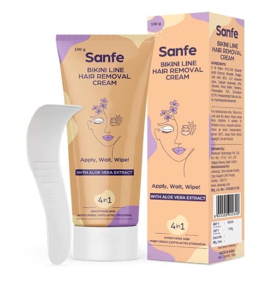 Bikini Line Hair Removal Cream with Aloe Vera Extract (100g) | 5-in-1 Hair Removal Cream for Bikini Area | Moisturizes, Exfoliates, Smoothens & Refreshes Skin | Includes Applicator-picture-35