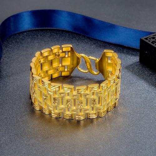 18k gold men's bracelet tank chain wide chain bracelet, hip-hop wide chain bracelet, heavy-duty Cuban chain, large3