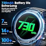 Military Smart Watch for Men 1.85" HD Touch Screen 730mAh Battery Smart Watches with LED Flashlight for Android iOS （Bluetooth Call Answer/Dial Calls） Fitness Tracker with Heart Rate Blood - Image 2