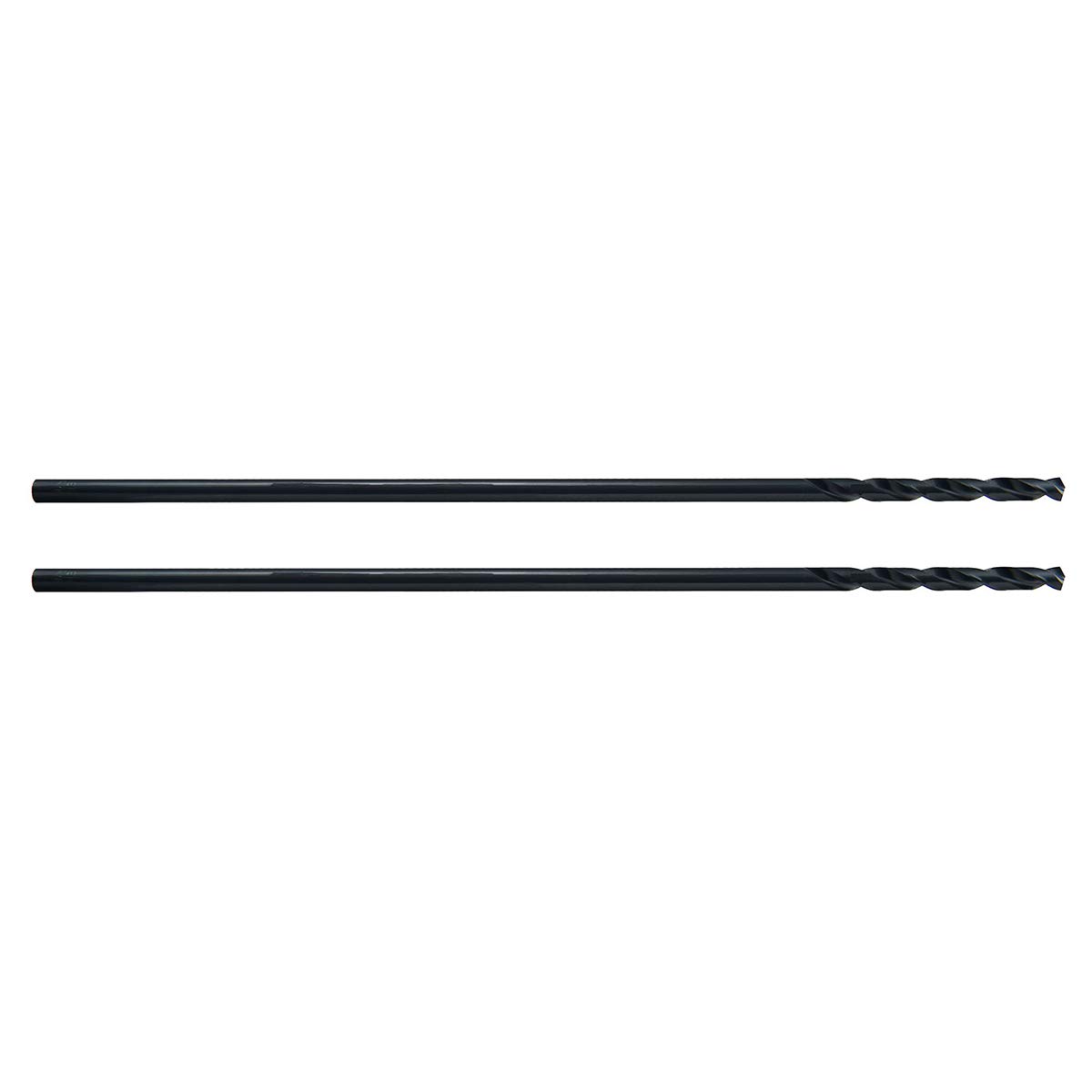 MAXTOOL 5/32"x12" 2pcs Identical Aircraft Extension Drills HSS M2 Extra Long Deep Twist Drill Bits Straight Shank Fully Ground Black; ACF02B12R10P2