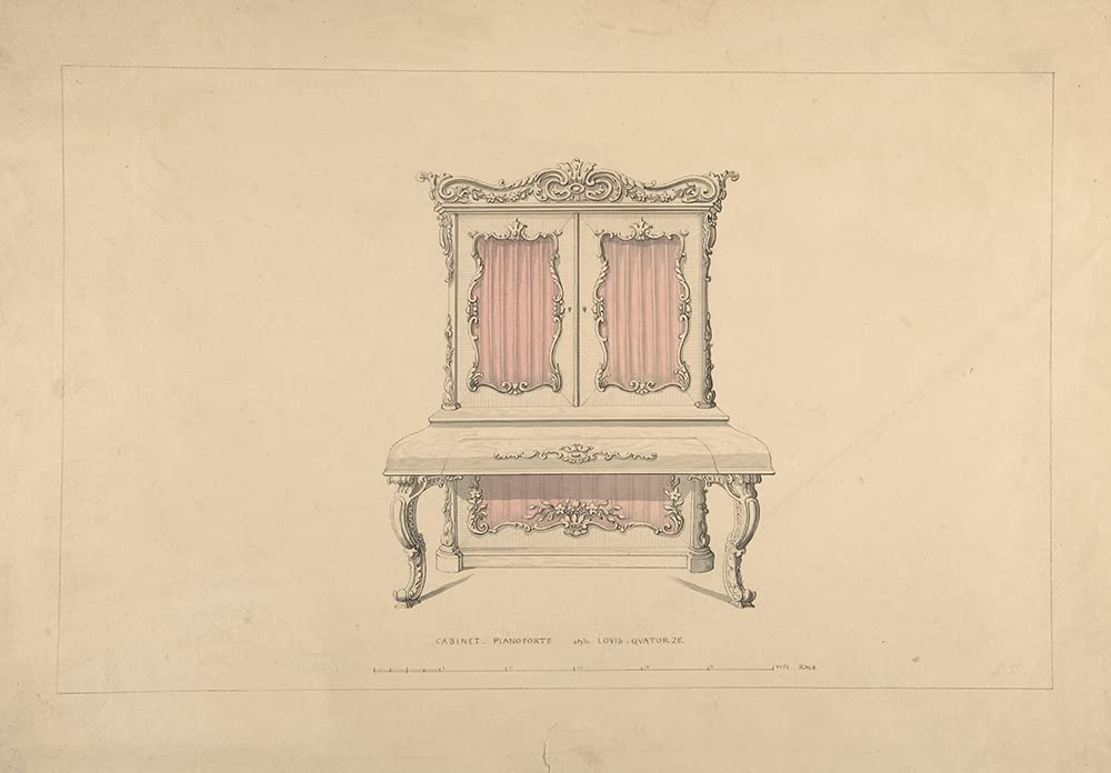 ArtDirect Design for Cabinet Pianoforte, Louis Quatorze Style (1835-1900) 10x7 UnFramed Museum Art Print Poster Ready for Framing by Robert William Hume (English, 1816-1904)
