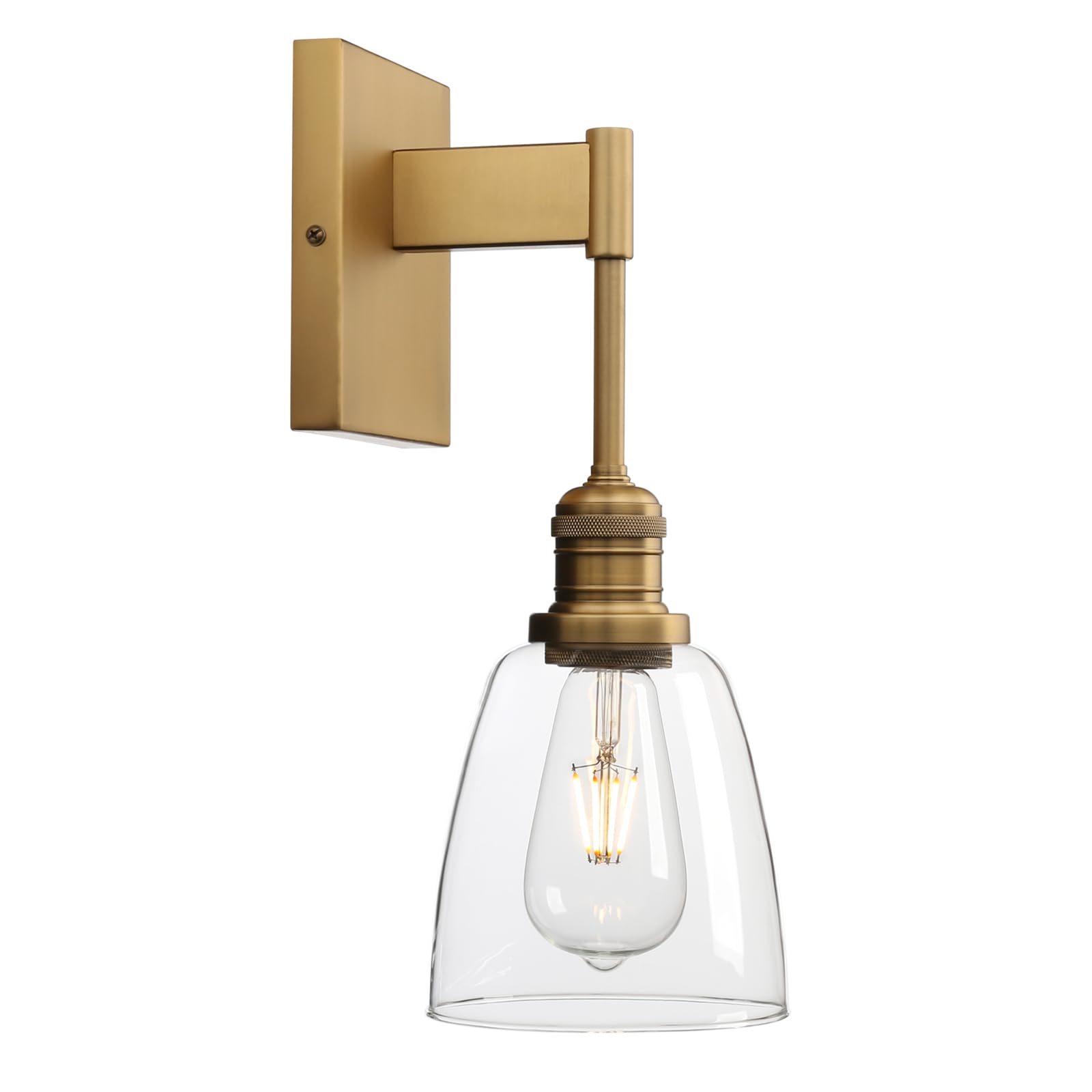 Yosoan Vintage Industrial Indoor Wall Lamp, 1-Light Vanity Luxury Retro Seeded Oval Cone Clear Glass for Kitchen Bedroom Bar Loft Hallway Wall Sconce(Antique)