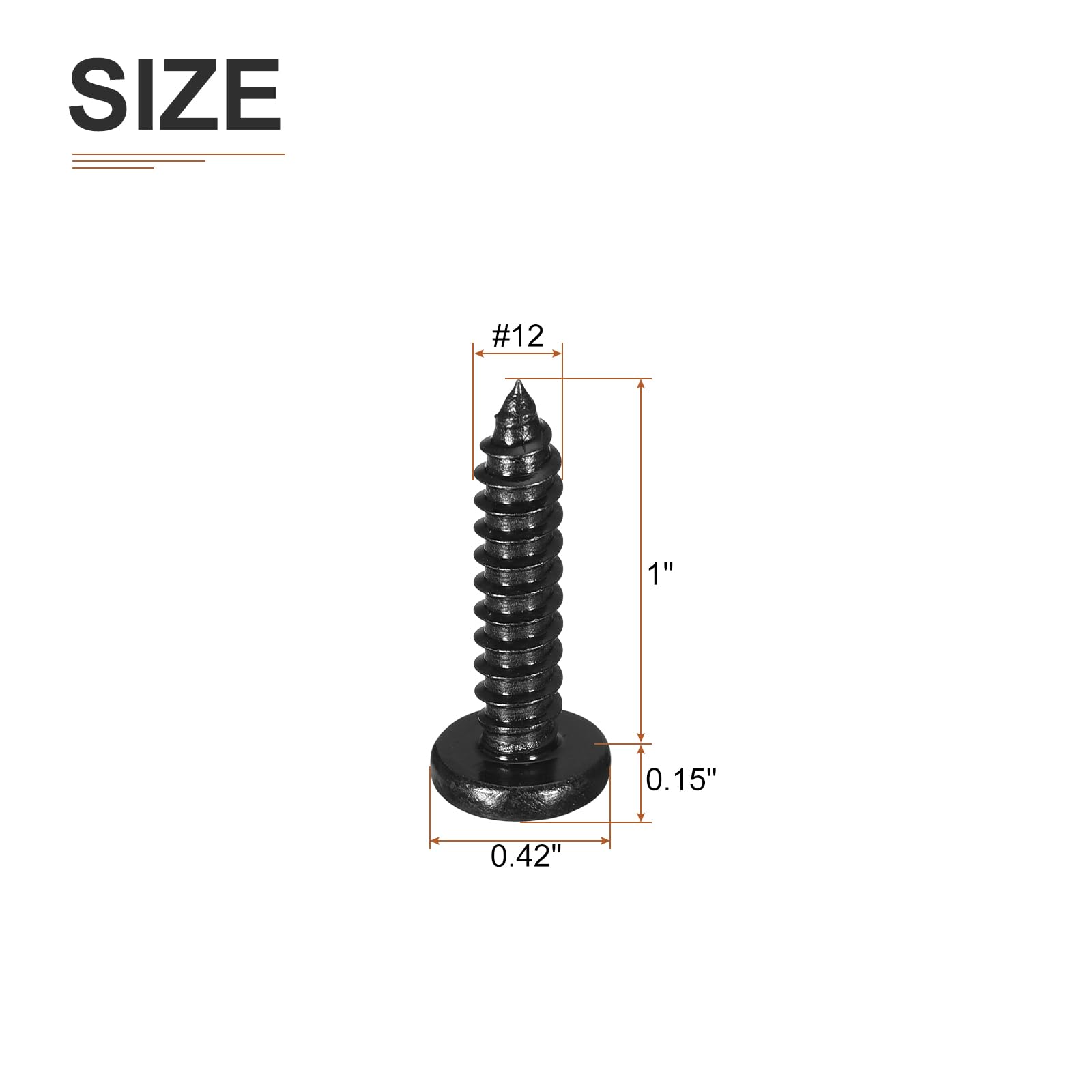 DTGN #12x1" Phillips Pan Head Self-tapping Screw - 50Pack - Black Oxide 304 Stainless Steel Sheet Metal Screws Wood Screws - Image 2