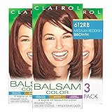 Clairol Balsam Permanent Hair Dye, 612RB Medium Reddish Brown Hair Color, Pack of 3