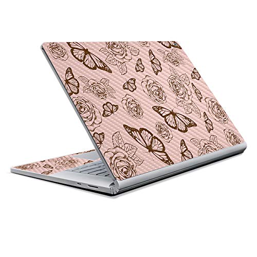 Image of MightySkins Carbon Fiber Skin for Microsoft Surface Book 2 13 inch (2017) - Butterfly Garden,Protective, Durable Textured Carbon Fiber Finish,Easy to Apply, Remove, and Change Styles,