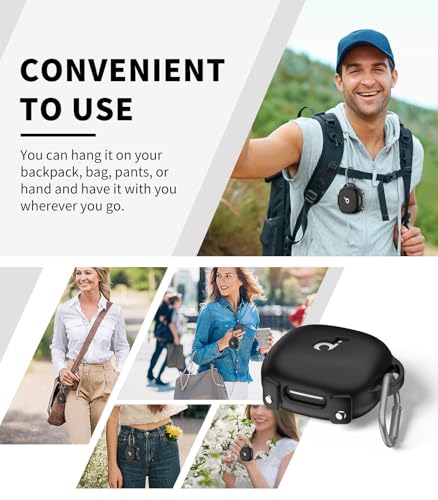 Image of for[Newest Secure Lock] Soundcore Sport X20 Case Cover, Soft Silicone Protective Scratch Resistant Logo Visible Design Cover for Soundcore Sport X20 by Anker Charging Case with Carabiner-Black