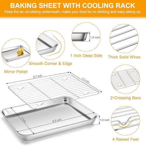 Image of Crega Baking Oven Tray with Wire Rack, Stainless Steel Baking Oven Sheet Tray, Bacon Pan and Cooling Rack for Cooking Roasting Cookie, Dishwasher Safe & Easy to Clean