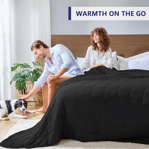 Image of King Size Weighted Blanket for Adults (30 lbs, 80 inch x 87 inch, Black) Cooling Heavy Blanket for Sleeping Perfect for 290-310 lbs, Breathable Blanket for Adults & Couple All Season, Machine Washable