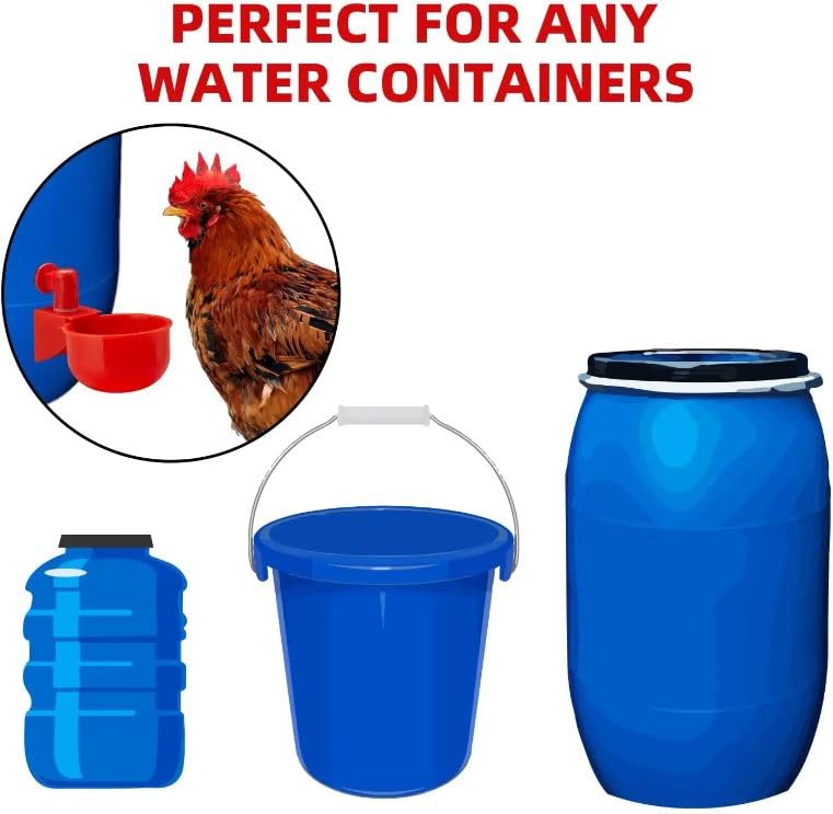 Red Poultry Gravity Water Cups Automatic Drinker 12-Pack