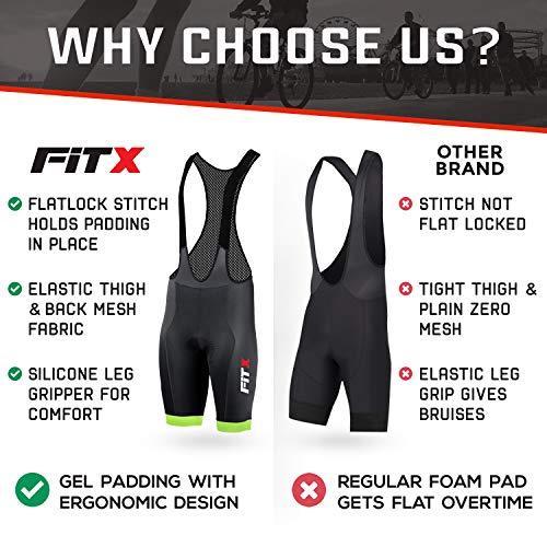 image for FiTX Men’s Cycling Bib Shorts 3D Coolmax Gel Padded Bicycle Bibs Com