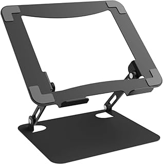 HeyDear ノートパソコンスタンド 折りたたみ式 高さ/角度無段階調整 人間工学設計 安定 放熱 姿勢改善 腰痛/猫背対策 ノートPC/MacBook/ラップトップ/iPad/タブレット対応 在宅勤務/学生向け ブラック 回転なし
