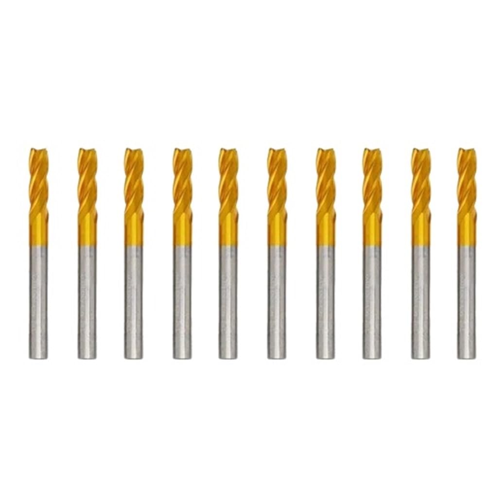 10 Pezzi Set Frese 3-12mm 4 Taglienti CNC Titanio Metallo
