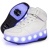 Roller Shoes LED 7 Colors Light Up Glowing High Top Skate Sneakers Wheels USB Recharging Remote...
