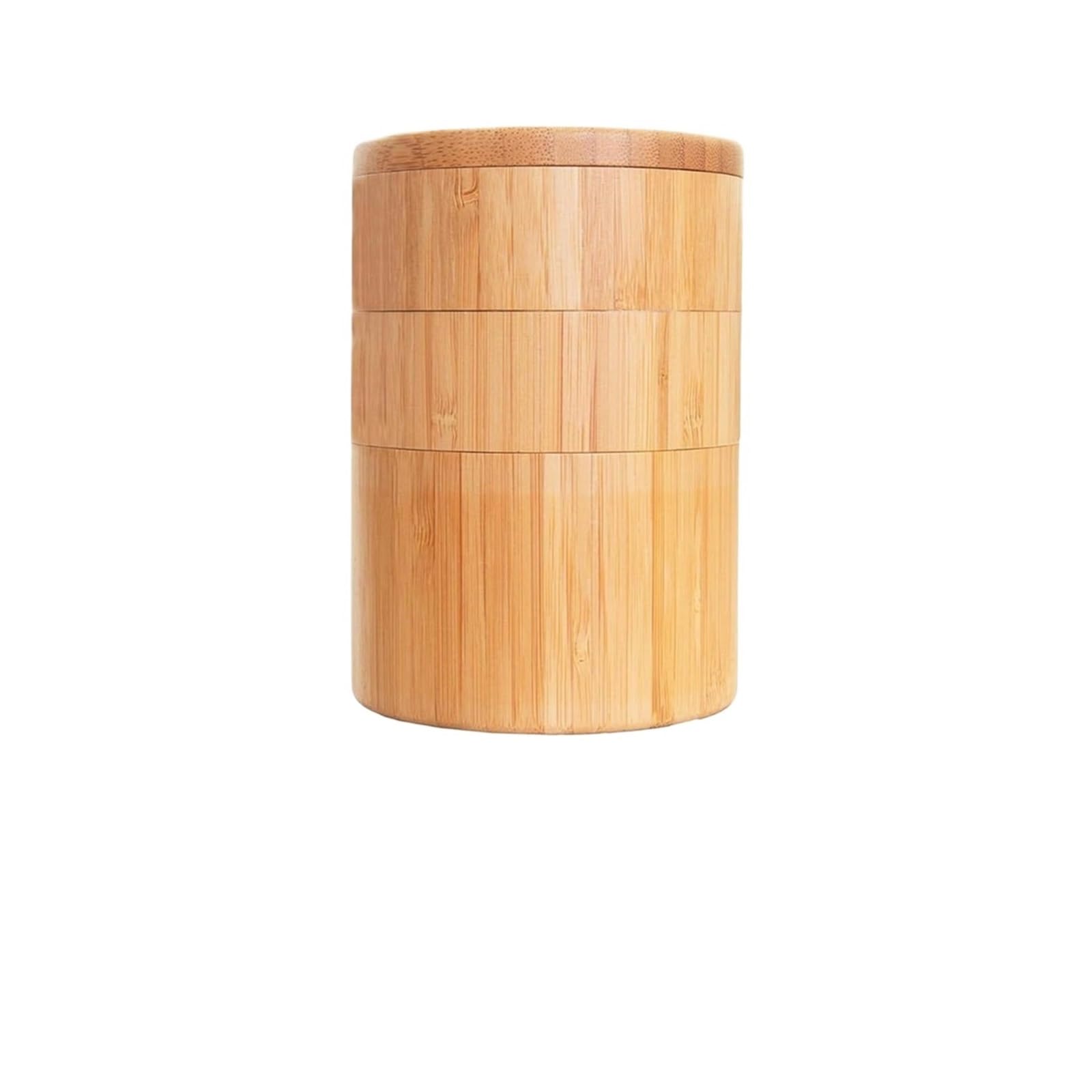 LuoAXINN Wooden Salt Cellar Salt Cellar with Swivel Lid,Spice Box Storage Container for Kitchen with Magnetic Closure for Sea, Spices and Herbs(3 Tier)