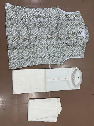Men's Traditional Kurta Pajama with Sleeveless Printed Nehru Jacket Indian Ethnic Outfit for Wedding Festival & Party 6