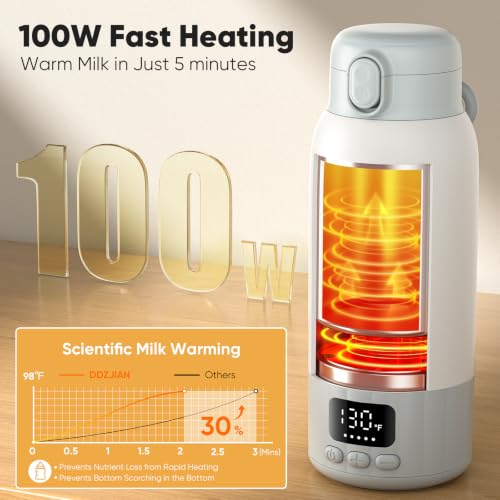 Image of Portable Bottle Warmer for Travel, Fast Heating Milk Warmer On The Go, 17 OZ Water Warmer for Breast Milk, Formula, Water, Temp Control 98F -131F, Baby Essentials for Outdoor Airplane Car Journey